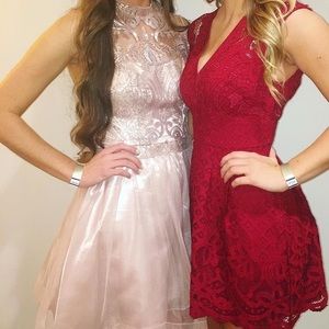 Pink Satin Semiformal Dress